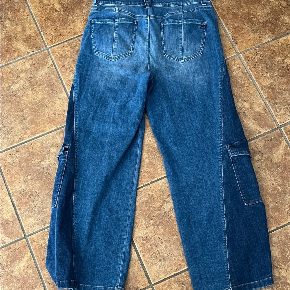 Wit and Wisdom Blue Denim Cargo colorblock Jeans Size 16 - Picture 5 of 7